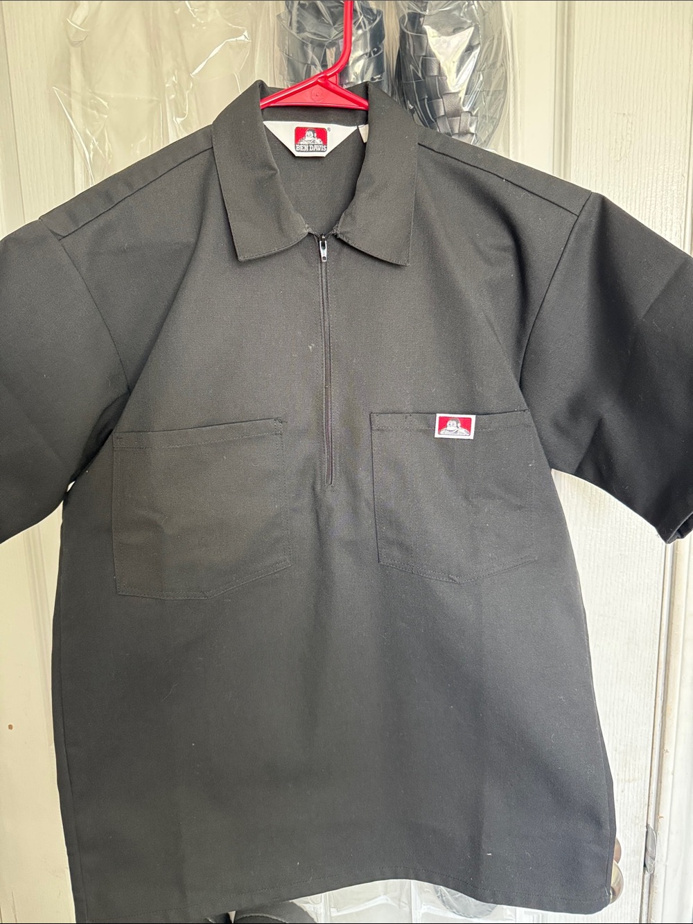 Ben Davis Black Short-Sleeve Half-Zip Work Polo